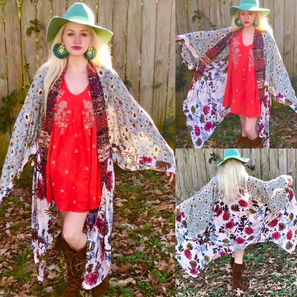 NWT Boutique Boho Gypsy Kimono Duster - Picture 8 of 12
